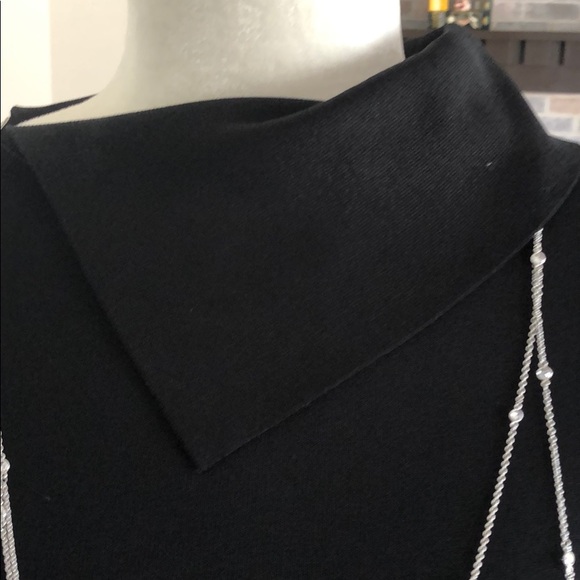 Misook black midi dress w/ fold down “v” collar. S - Picture 4 of 4